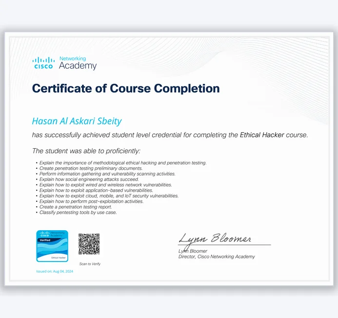 Ethical Hacker certificate