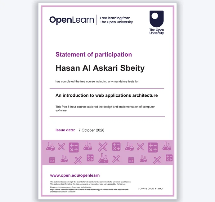 Introduction to Web Applications Architecture certificate