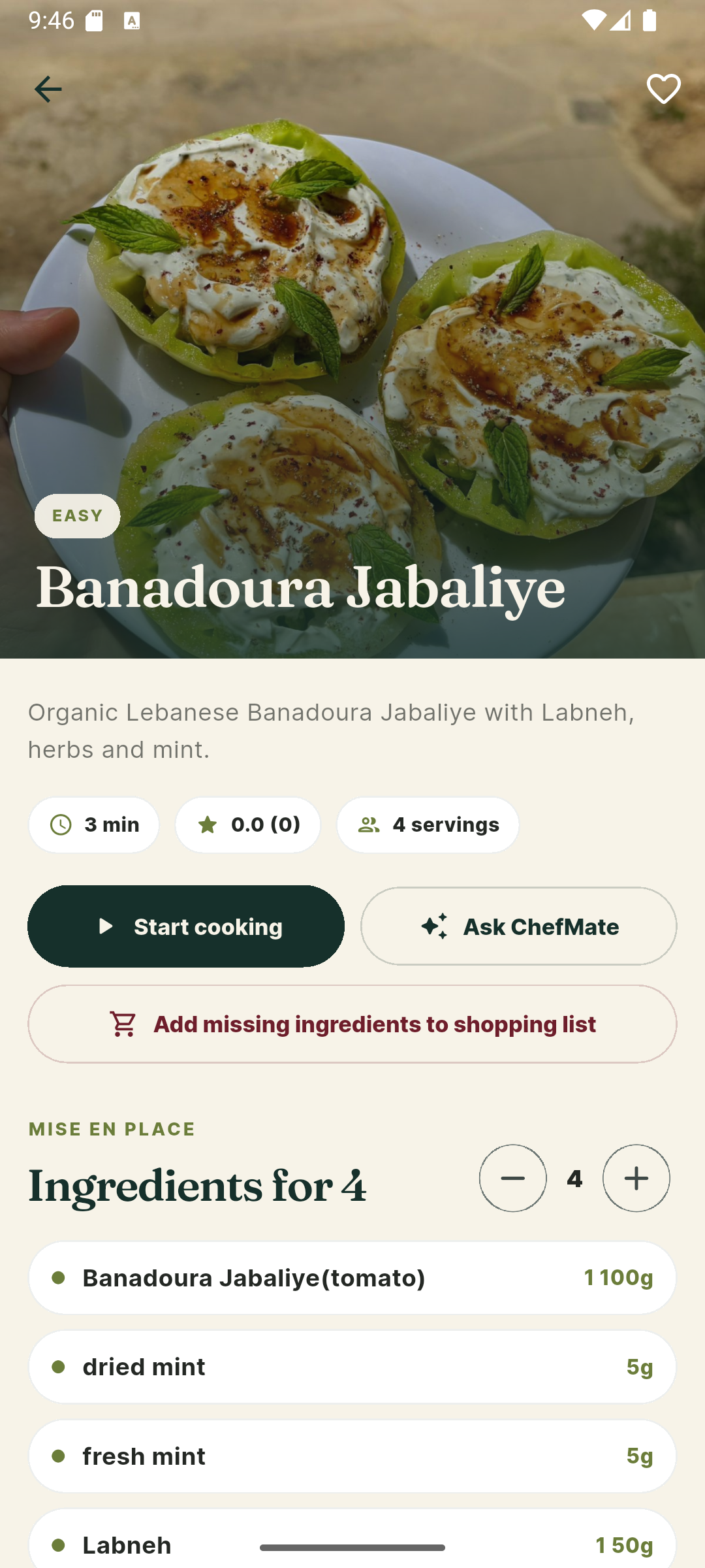 ChefMate mobile app home screen